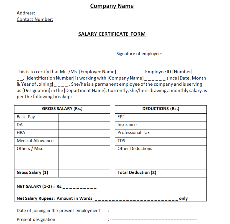 27 Editable Salary Certificate Templates In MS WORD