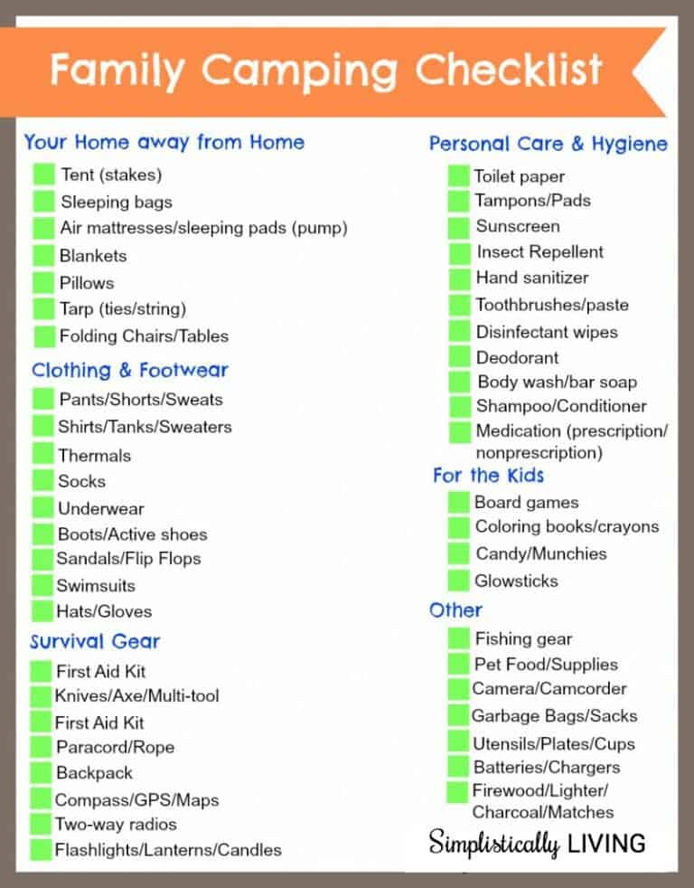 5 Camping Checklists Excel