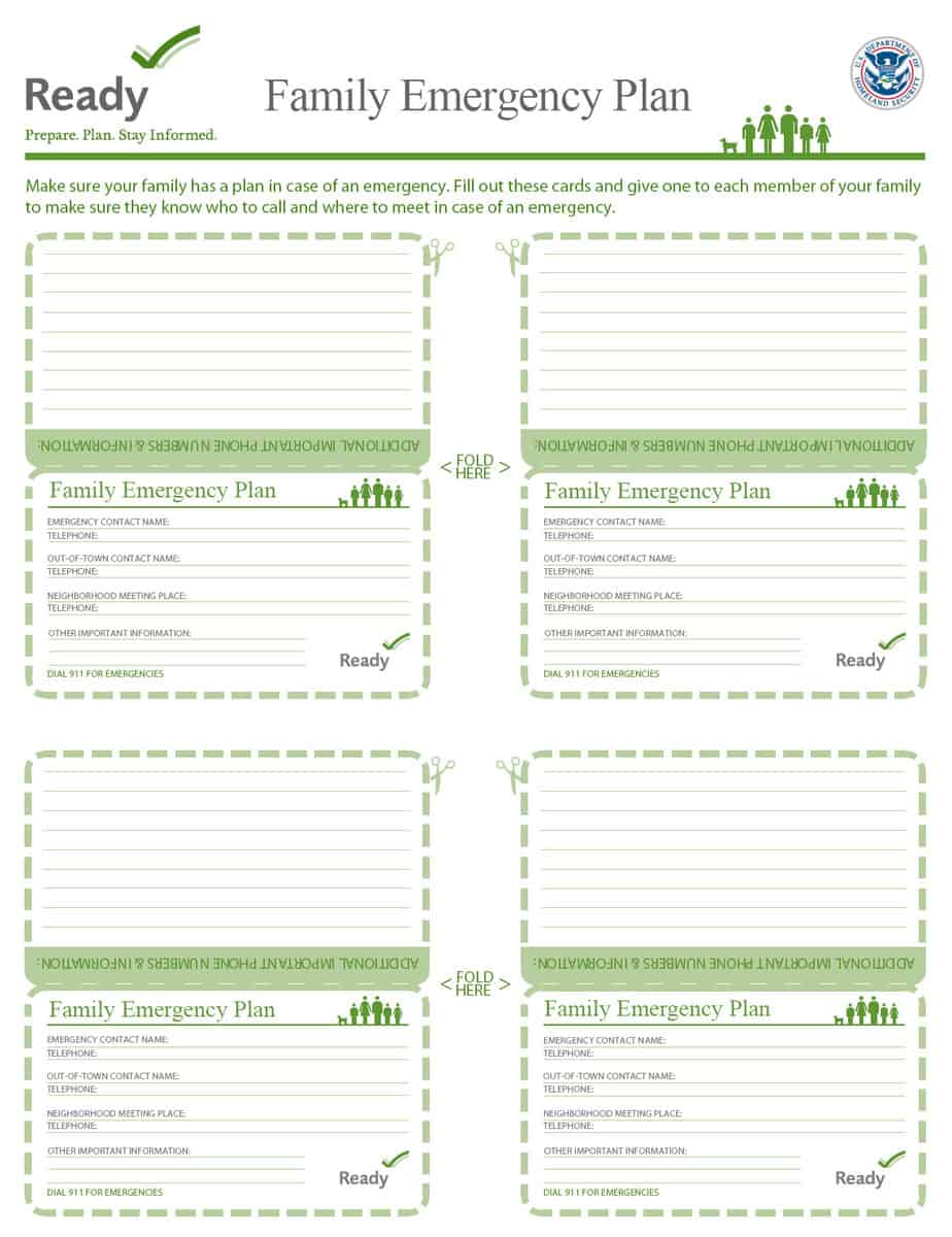 Printable Family Emergency Plans