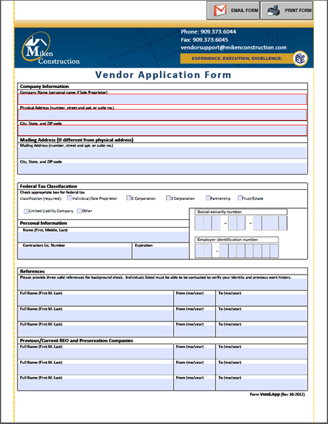 4 Vendor Application Form Templates Word Excel Formats