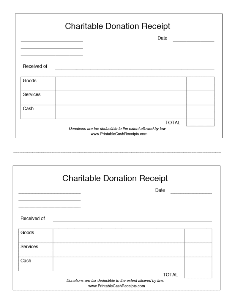 Charity Donation Receipt Template Free