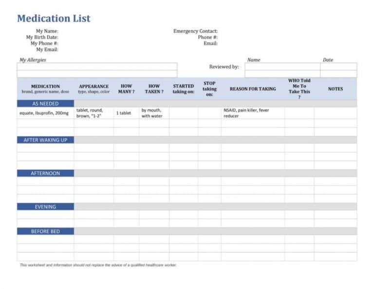 10+ Free Daily Medication Schedule Templates