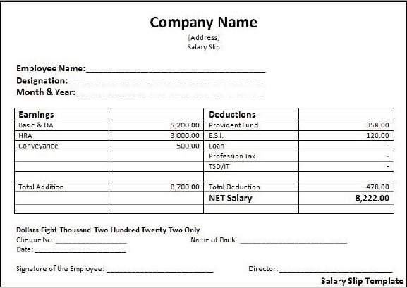 Salary Slip Sample Excel Classles Democracy