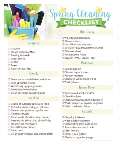 13 Free Cleaning Checklist Templates House Office Word Excel