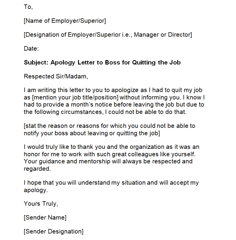 10+ Sample Apology Letters to Boss/Employer