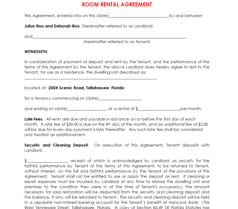 25 Practical Room Rental Agreement Templates [WORD & PDF]