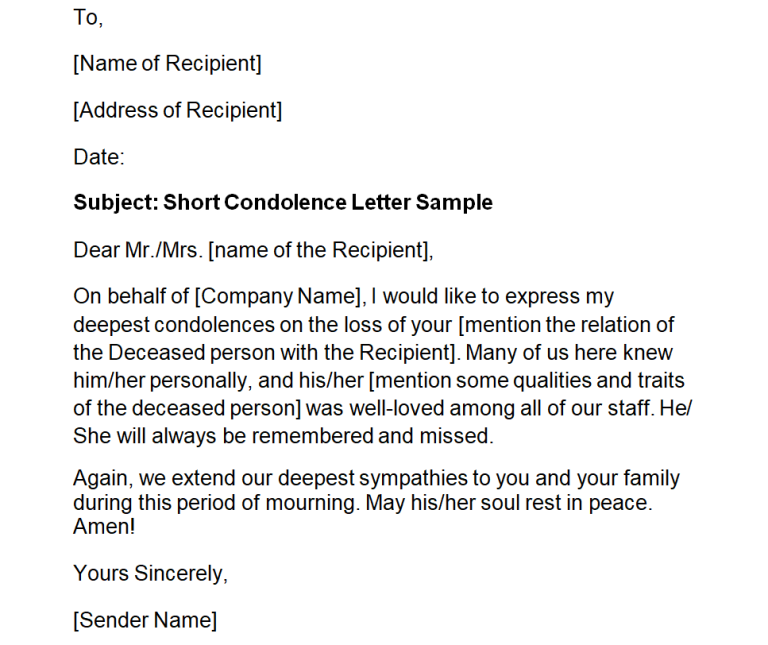 12 Practical Condolence Letter Samples & Formats