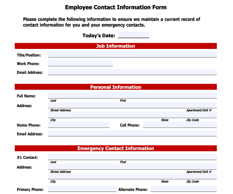 30 Sample Employee Information Form Templates Word And Pdf 3449