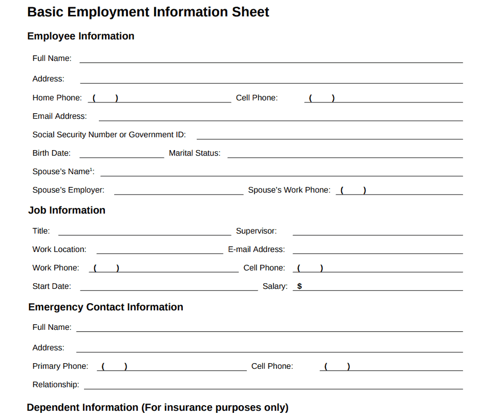 30+ Sample Employee Information Form Templates [WORD & PDF]