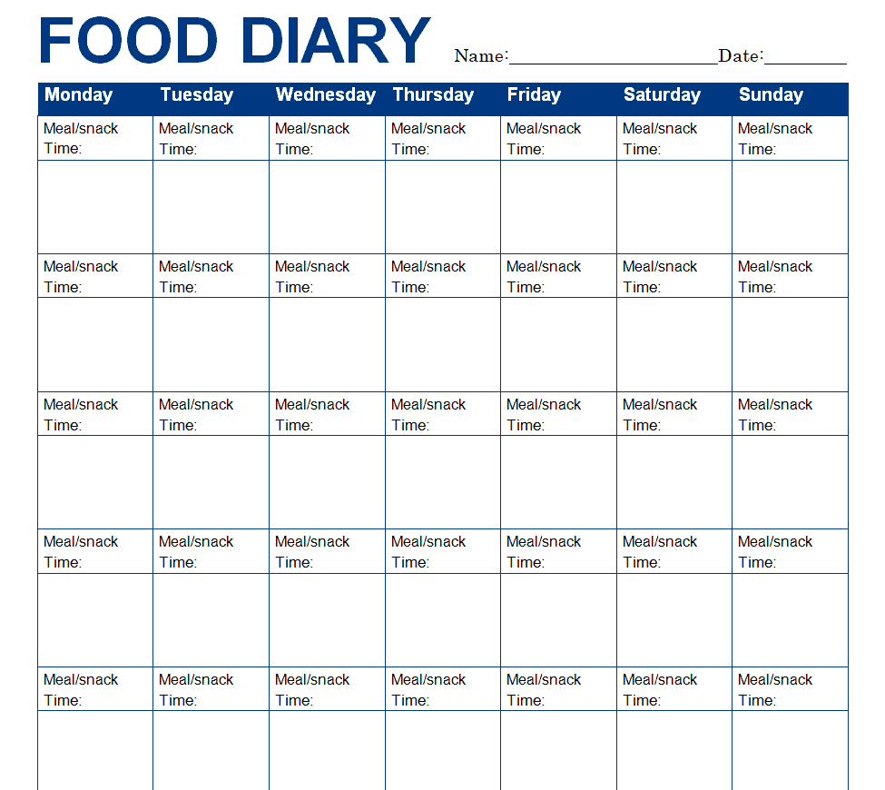 FREE Printable 28+ Food Diary/Food Log Templates in MS WORD