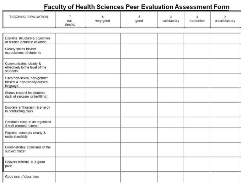 25+ Peer Evaluation Form Templates & Samples - Word Excel Formats