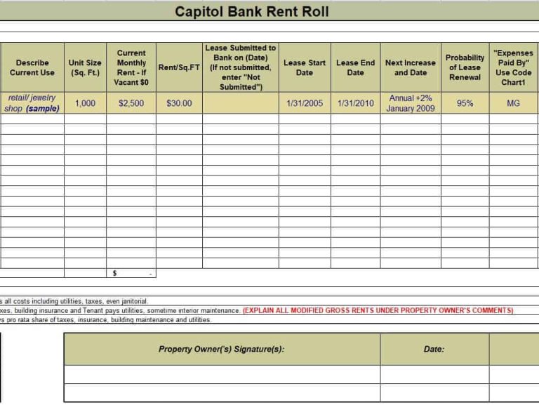 22 Editable Rent Roll Templates Word Excel 