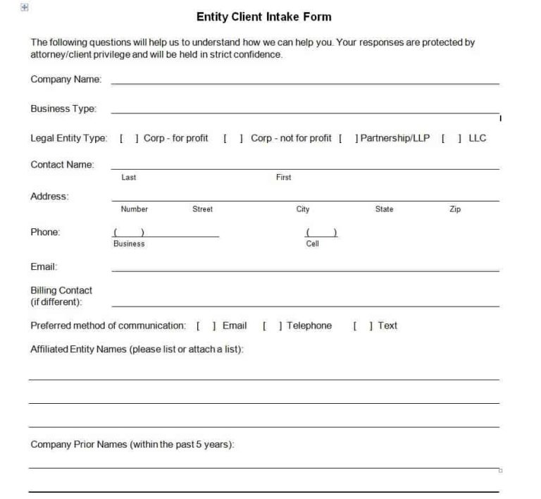 25+ Sample Client Intake Form Templates