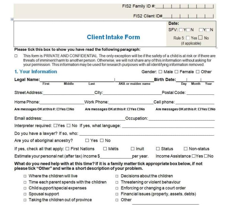 25+ Sample Client Intake Form Templates