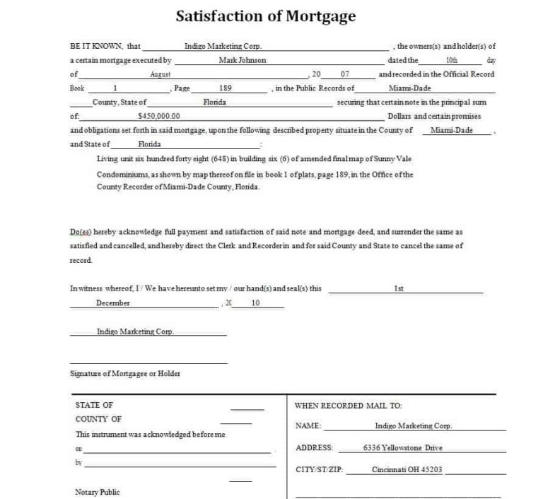 18+ FREE Satisfaction of Mortgage Forms