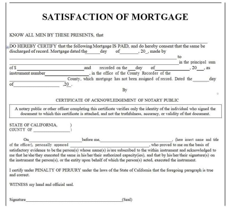 18+ FREE Satisfaction of Mortgage Forms