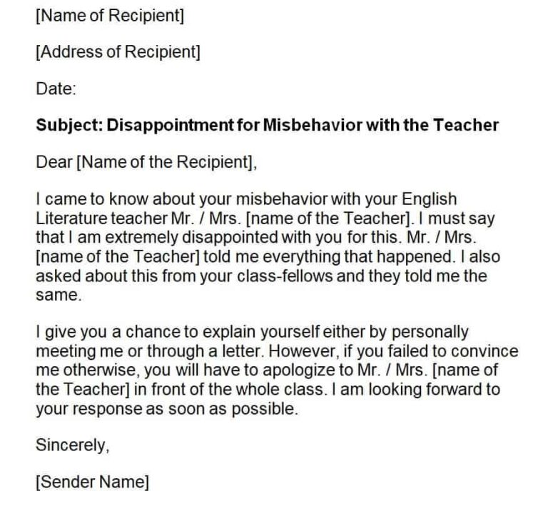 10 BEST Letter of Disappointment Samples in MS WORD