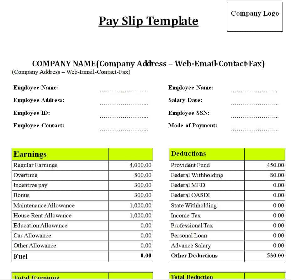 23 Useful Payslip Templates Formats Word Excel Word E 