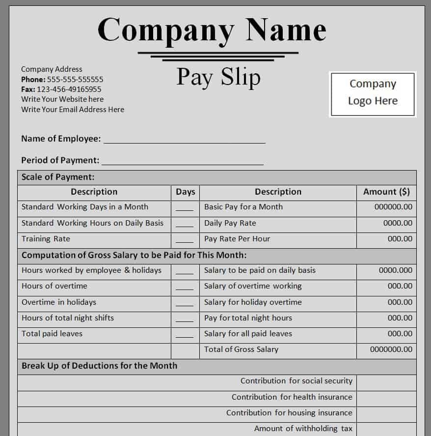 23 Useful Payslip Templates And Formats Word And Excel 8125