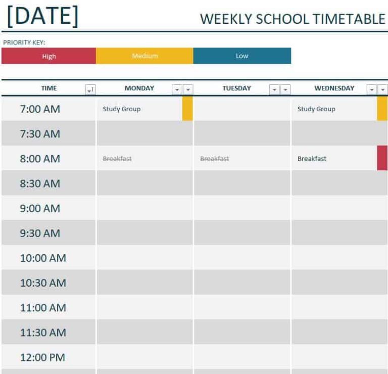 25 FREE School Timetable Templates [WORD, EXCEL, PDF]