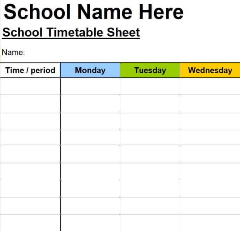 school timetable essay