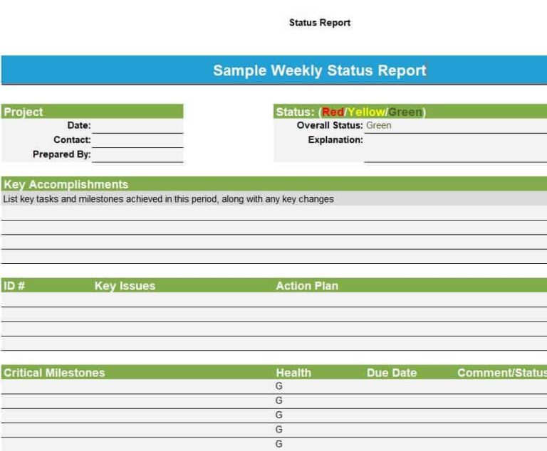 30+ Professional Weekly Status Report Templates [in Pdf & Word]