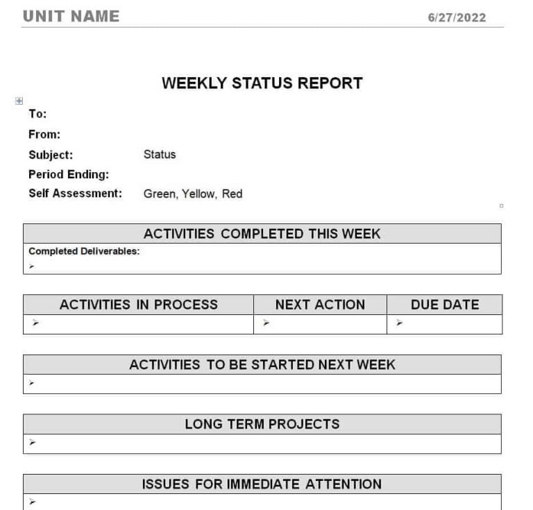 30+ Professional Weekly Status Report Templates [in PDF & WORD]