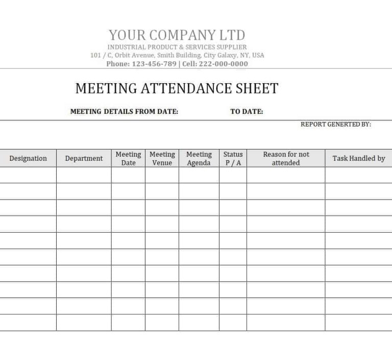 35 Handy Attendance Sheet Templates [in Word And Excel]