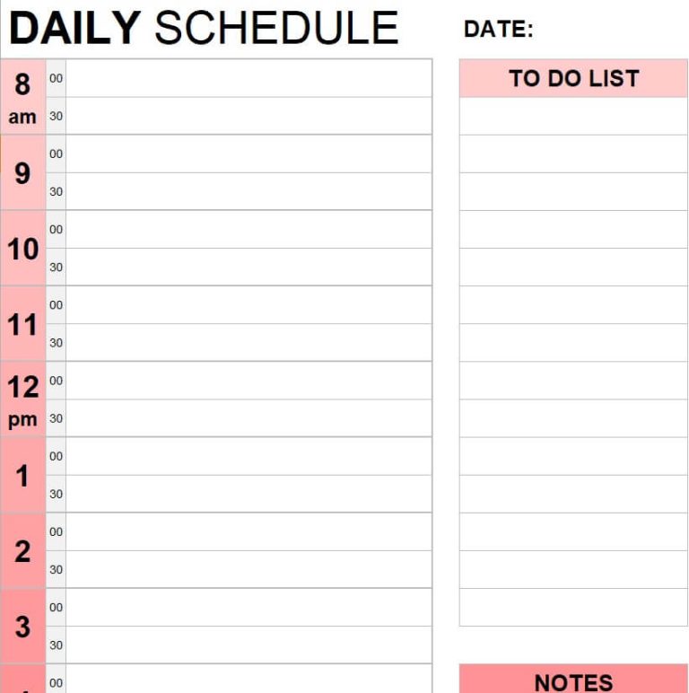 27+ Sample Daily Schedule Templates in Excel