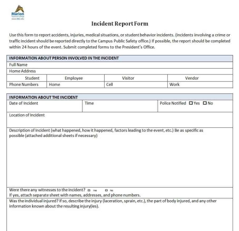 33+ Handy Incident Report Form Templates