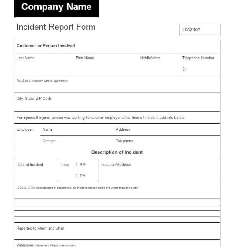 33+ Handy Incident Report Form Templates