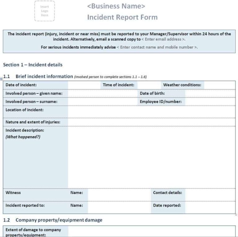 33+ Handy Incident Report Form Templates