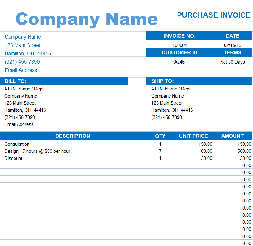 Download 21 BEST Purchase Invoice Templates [WORD, EXCEL, PDF]