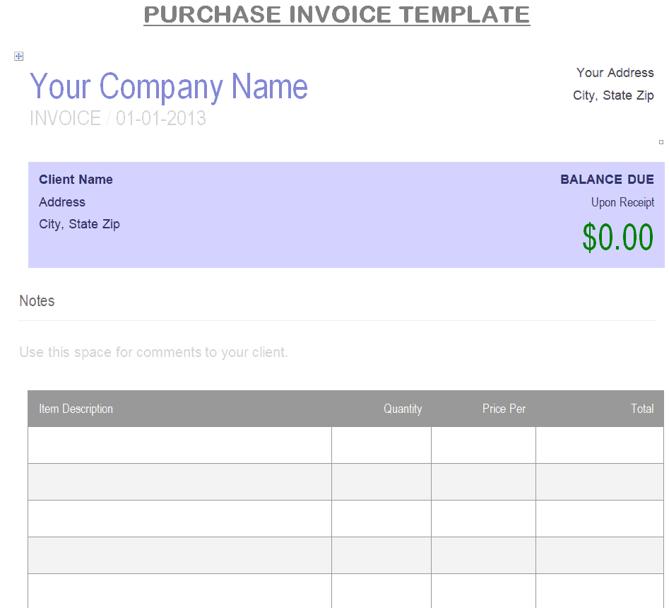 Download 21 BEST Purchase Invoice Templates [WORD, EXCEL, PDF] - Word ...