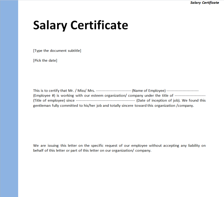 27+ Editable Salary Certificate Templates in MS WORD