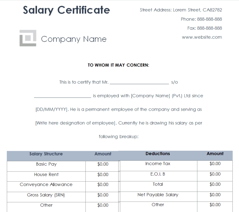 27+ Editable Salary Certificate Templates in MS WORD