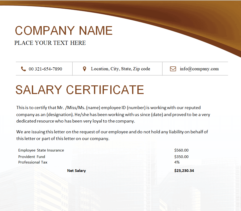 Editable Salary Certificate Templates In Ms Word