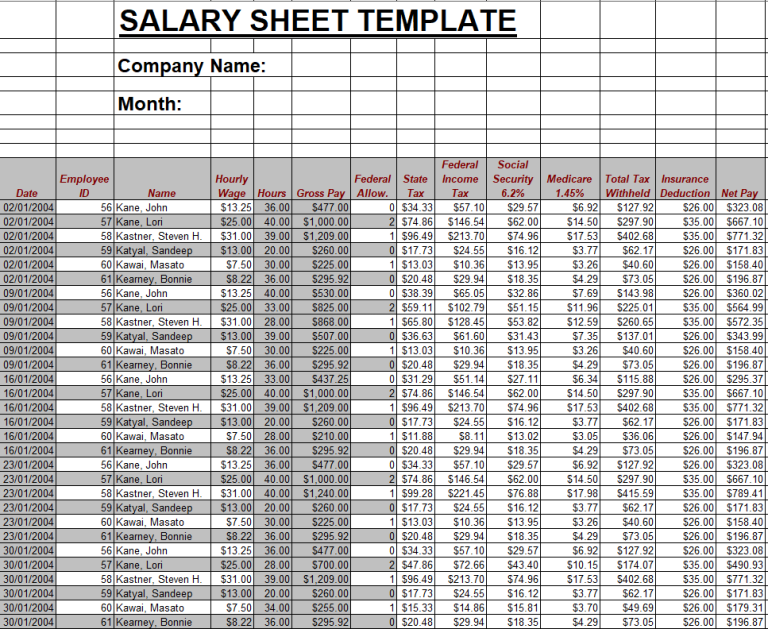 Download 17 Printable Salary Sheet Templates in [EXCEL & WORD]