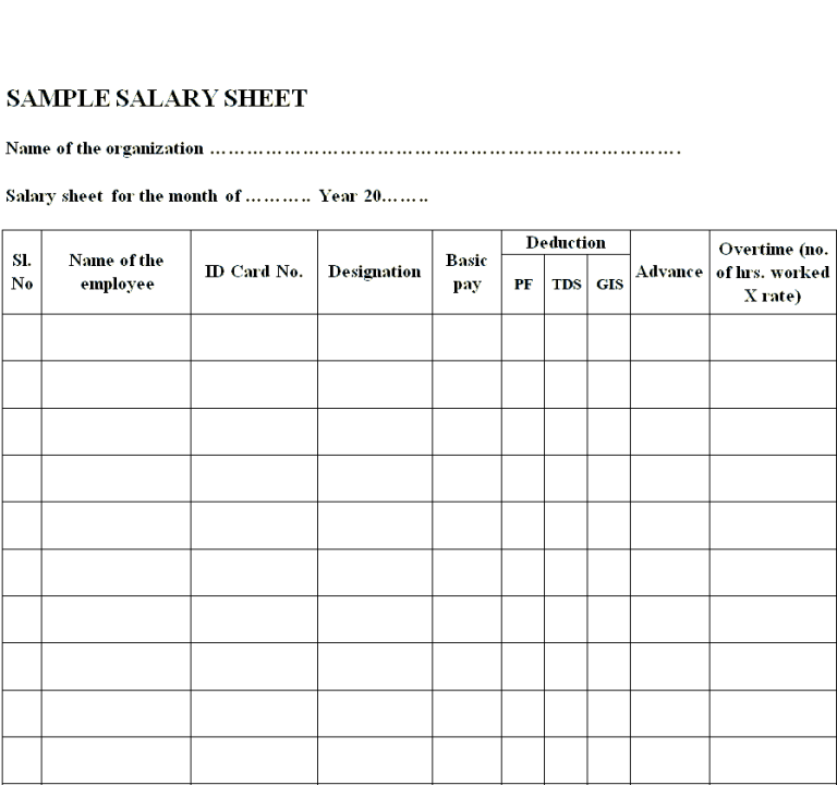 Download 17 Printable Salary Sheet Templates in [EXCEL & WORD]